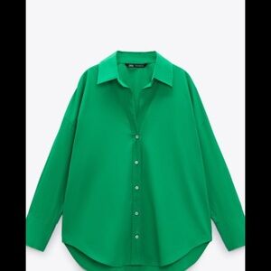 Zara Green Poplin Shirt